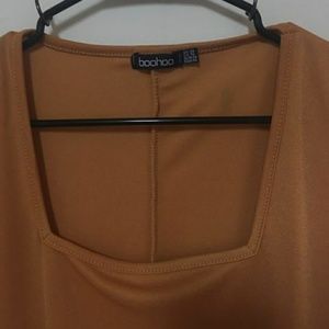 Knee length or longer dress with wide straps